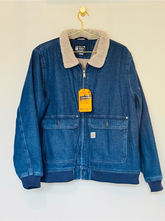 Carhartt Jackets & Blazers - Woman’s Carhartt Blue Denim Sherpa Collar Work Jacket